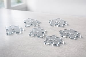 Modern Transparent Puzzle Pieces on Clean Desktop