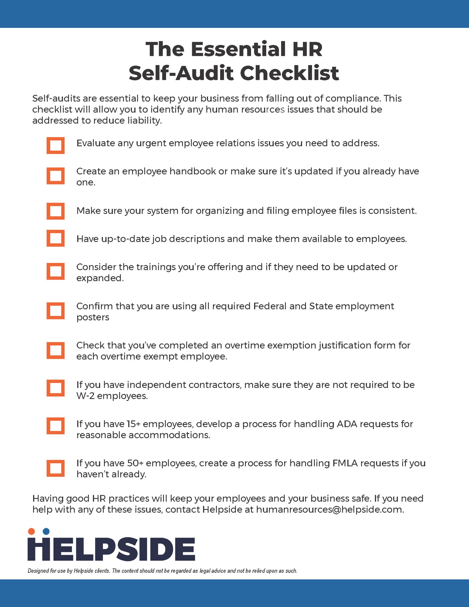 The Essential HR Self Audit Checklist