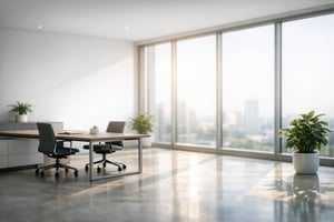 Modern Office with White Space Background