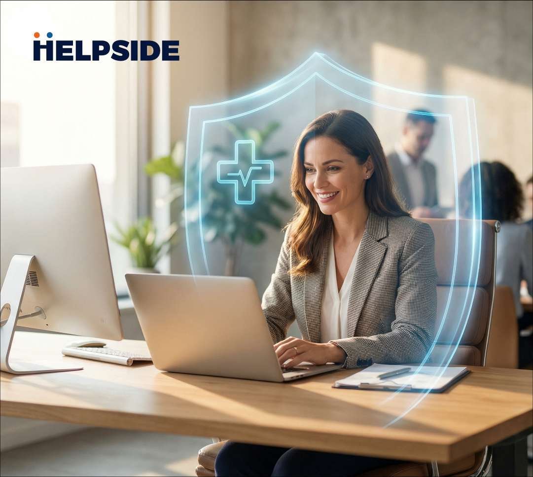 Affordable Health Insurance Helpside - Woman at computer