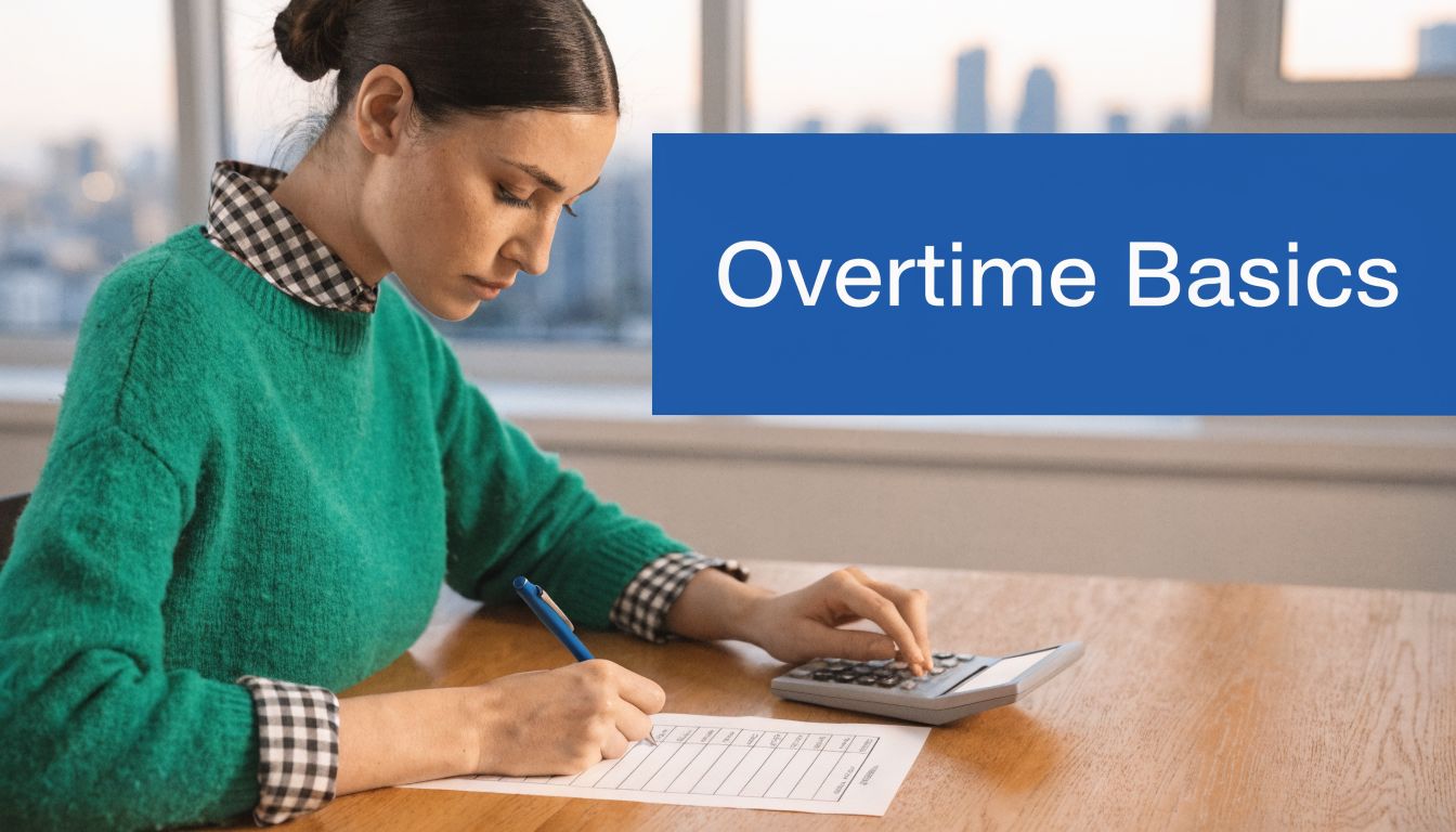 A focused professional woman sitting at a desk calculating financial data on a paper form.