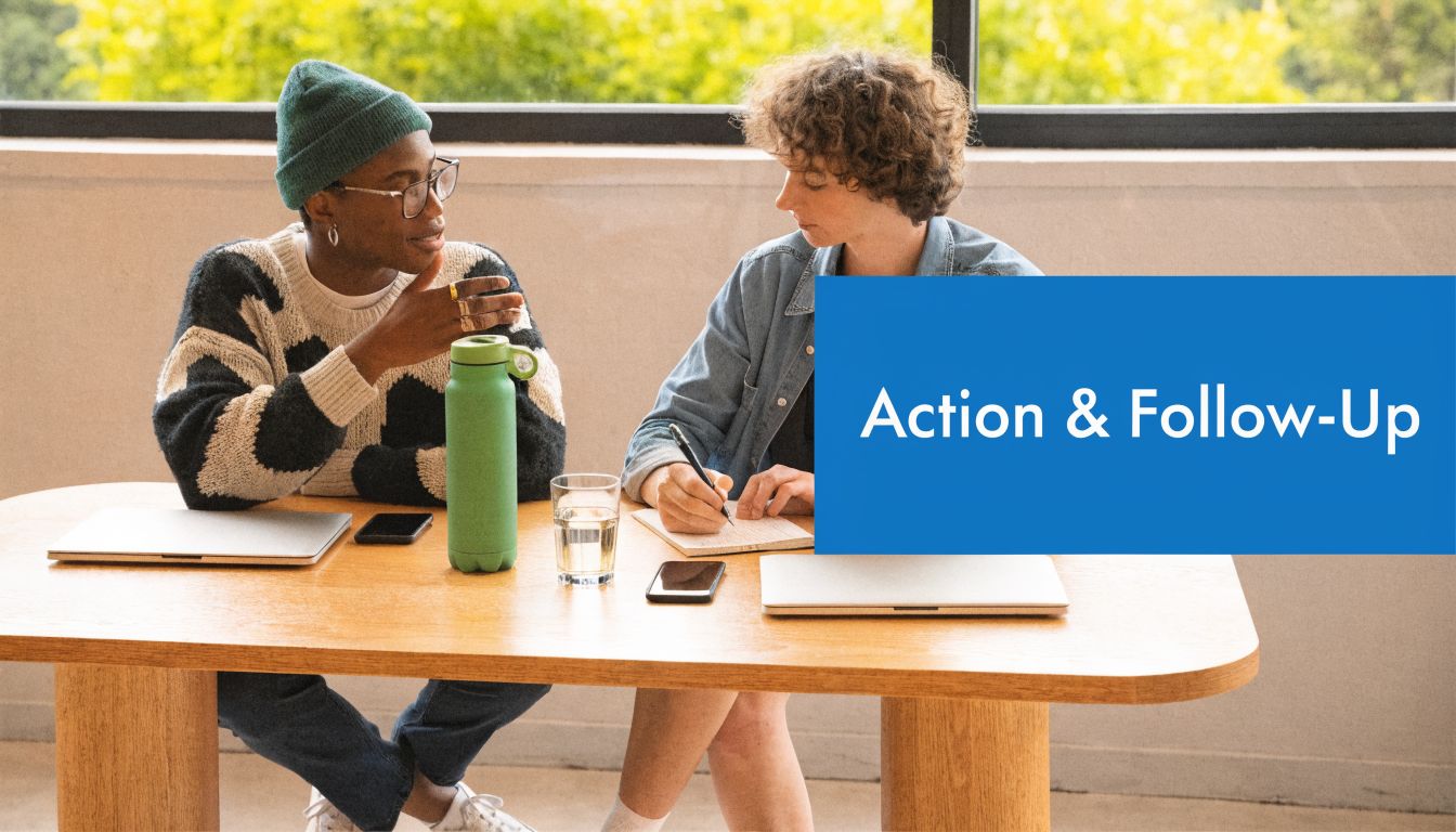 Two diverse professionals collaborating during a productive one-on-one business meeting at a wooden office desk.