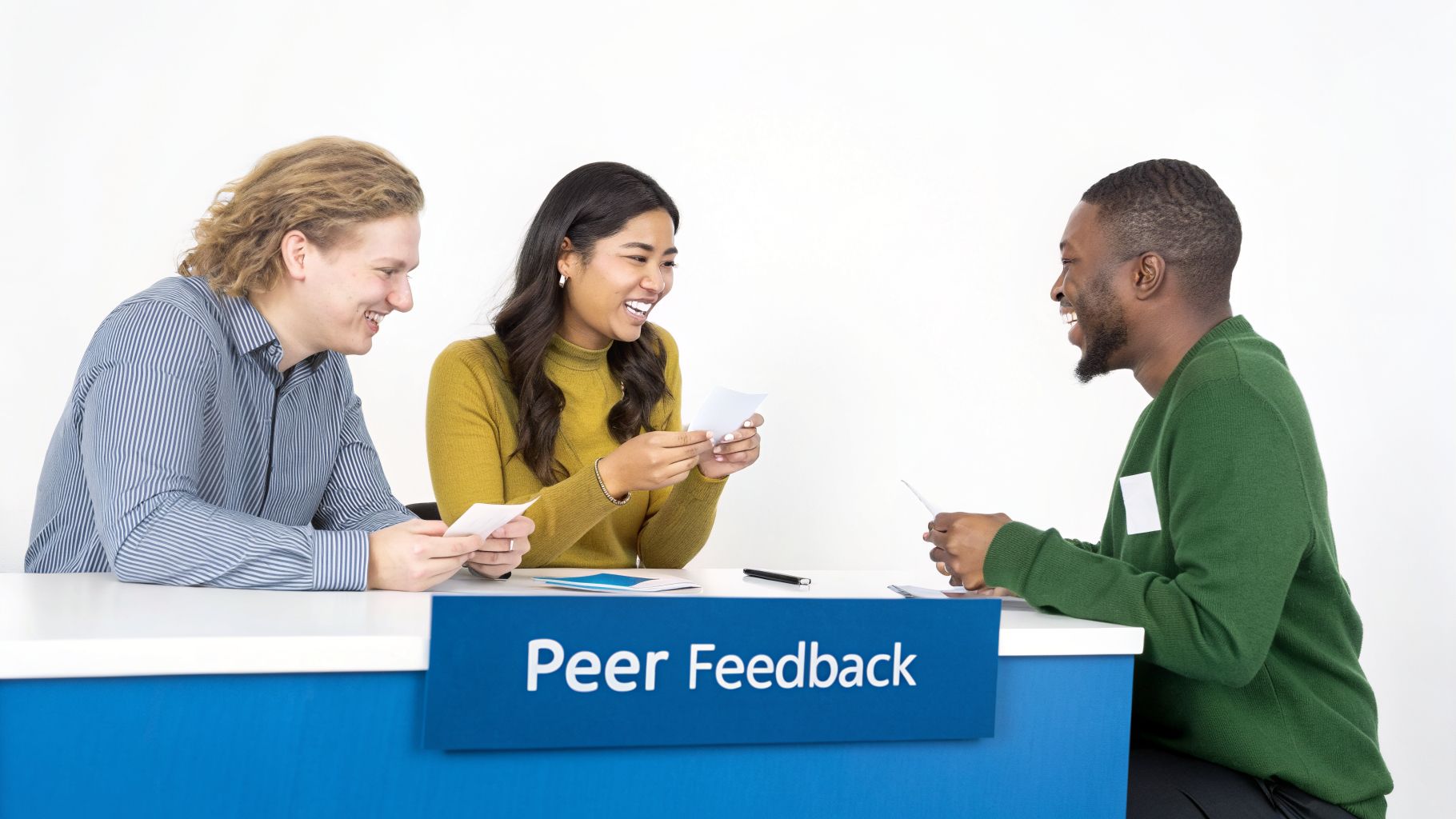 Diverse group happily engaging in a 